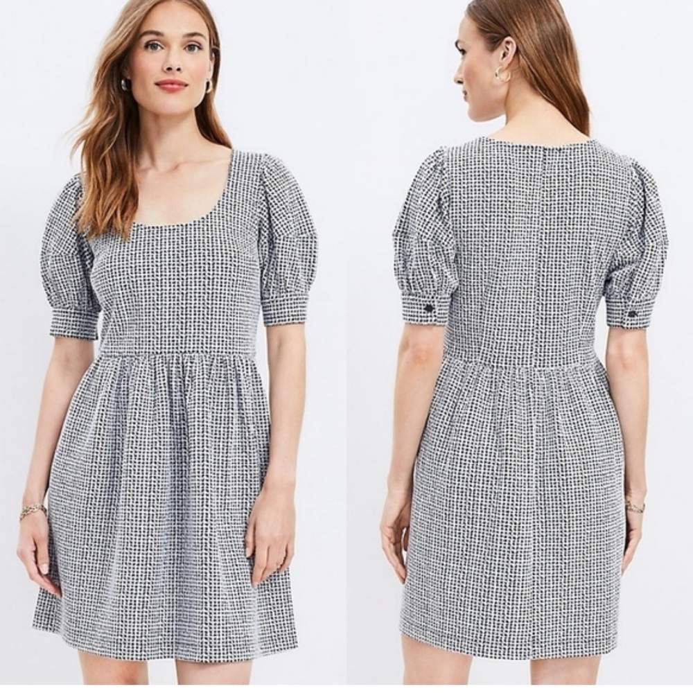 Loft Textured Scoop Neck Swing Dress